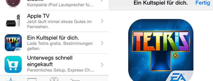 gratis Download Tetris über Apple Store-App
