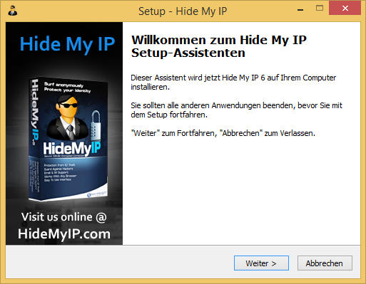 Hide my IP Setup Assistent