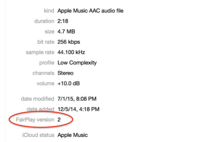 Dateieigenschaften nach erfolgtem Download via Apple Music