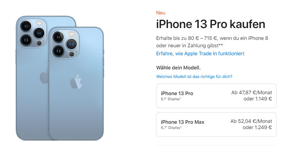 Das iPhone 13 im Apple Online-Store.